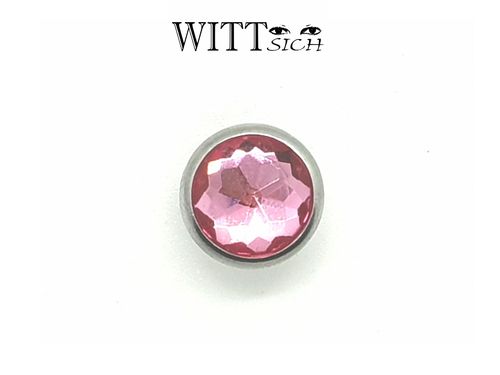 5 Druckknöpfe rosa Kristall silber 14mm