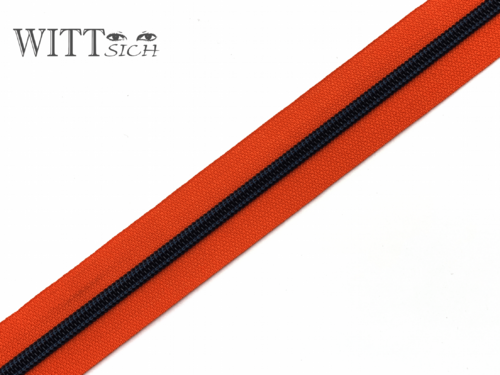 1 m Reißverschluss orange-schwarz breit inkl. 3 Schieber