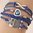 Armband Eule Herz Endlosschleife Leder 18-22cm einstellbar in blau