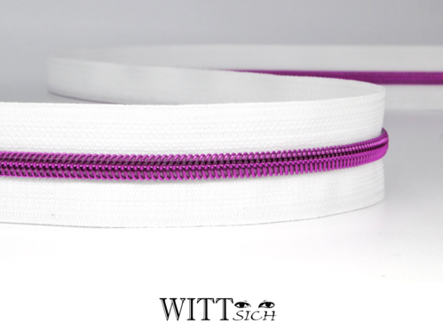 Endlosreißverschluss weiß-pink breit ab 10cm (ohne Zipper)