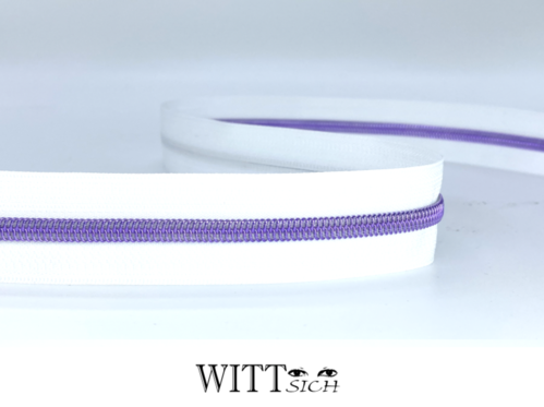 Endlosreißverschluss weiß-lila breit ab 10cm (ohne Zipper)