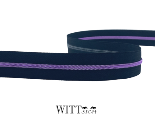 Endlosreißverschluss schwarz-lila schmal ab 10cm (ohne Zipper)
