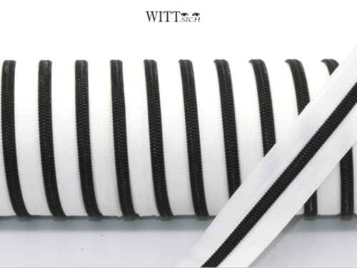 1 m metallisierter Reißverschluss weiß-schwarz breit inkl. 3 Schieber