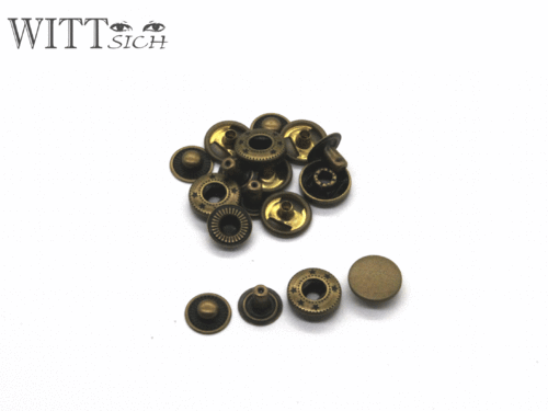 5 Druckknöpfe in antique brass 12mm rund