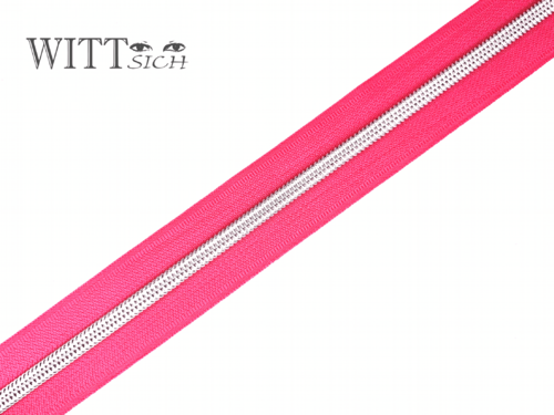 1 m Reißverschluss pink-silber breit inkl. 3 Schieber