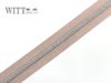1 m metallisierter Reißverschluss altrosa-silber breit inkl. 3 Schieber
