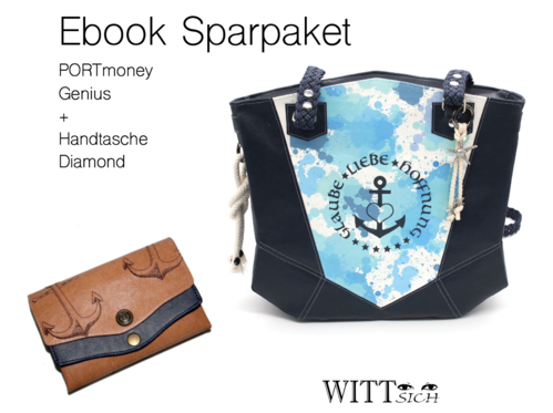 Schnittmuster eBook Sparpaket PORTmoney Genius und Handtasche Diamond