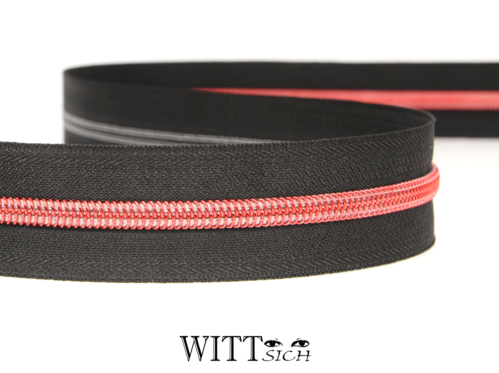 Endlosreißverschluss schwarz-rot breit ab 10cm (ohne Zipper)