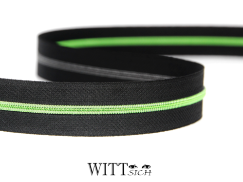 Endlosreißverschluss schwarz-grün schmal ab 10cm (ohne Zipper)