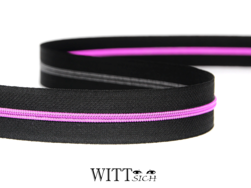 Endlosreißverschluss schwarz-pink schmal ab 10cm (ohne Zipper)